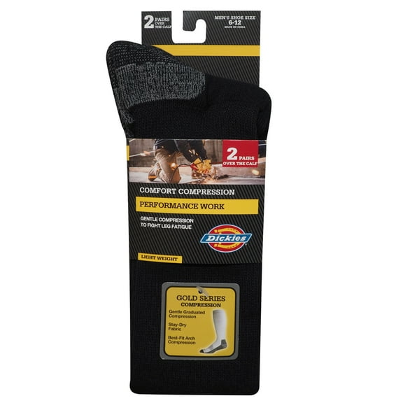 Genuine Dickies Men's OTC Compression Crew Sock, 2 Pack