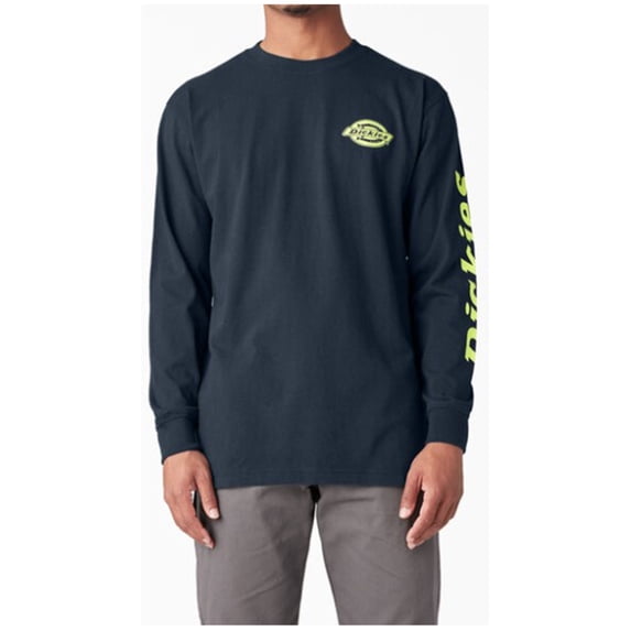 Dickies Men's Logo Long Sleeve Work Shirt Navy Medium
