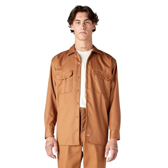 Dickies Men's Long Sleeve Work Shirt, Brown Duck, 3XL