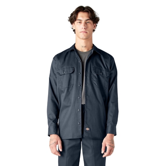 Dickies Men's Long Sleeve Work Shirt, Dark Navy, 4XL