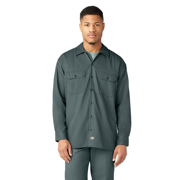 Dickies Men's Long Sleeve Work Shirt, Lincoln Green, 2XLT