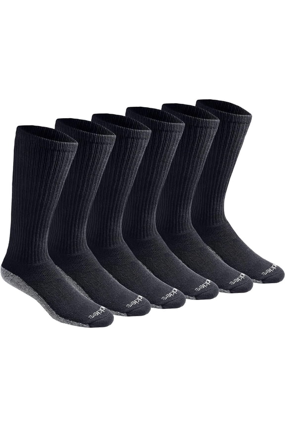 Dickies Men's Multi-Pack Dri-tech Moisture Control Boot-Length Socks, Black (6
