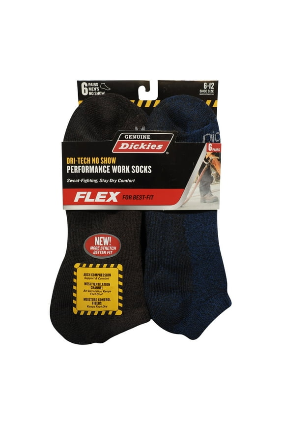 Men's No Show Socks, 6 Pack