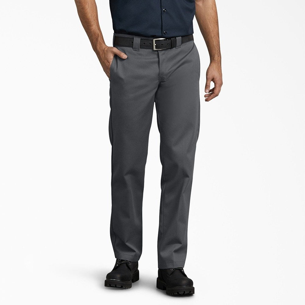 Dickies Men's Slim Fit Work Pants, Straight Leg, Charcoal Gray