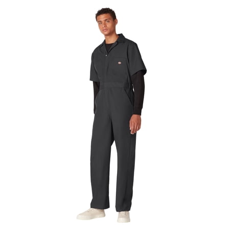 Dickies Men's Poplin Short Sleeve Coverall, Black, S Short