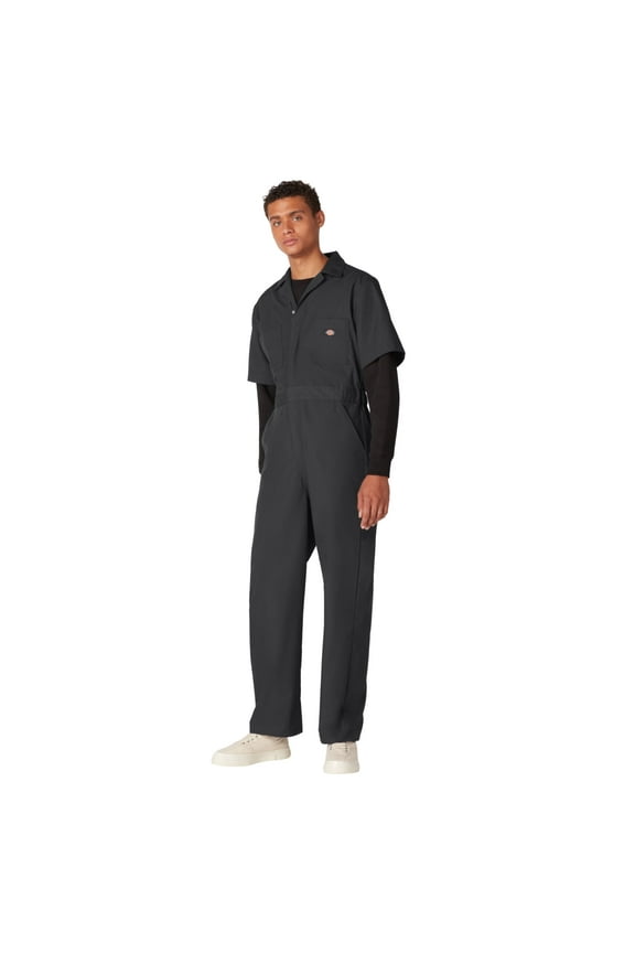 Men's Poplin Short Sleeve Coveralls, Lightweight Workwear Uniform, Zipper Front, Durable Fabric, Ideal for All-Day Wear
