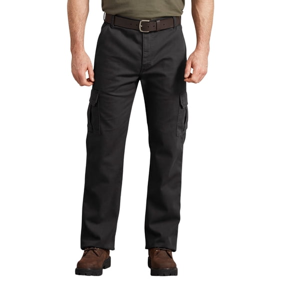 Dickies Men's FLEX Regular Fit Duck Cargo Pants, Stonewashed Black, 38X34