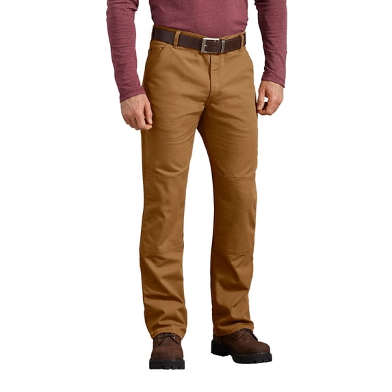 Dickies Men's FLEX Regular Fit Duck Double Knee Pants, Stonewashed Brown Duck, 34X30