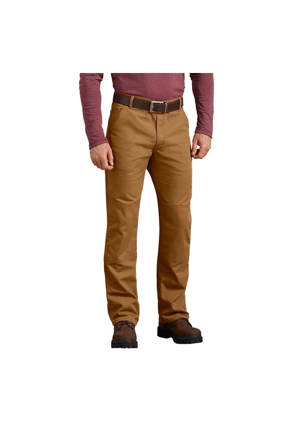 Men's FLEX Regular Fit Duck Double Knee Pants, Stonewashed Brown Duck, 38X34