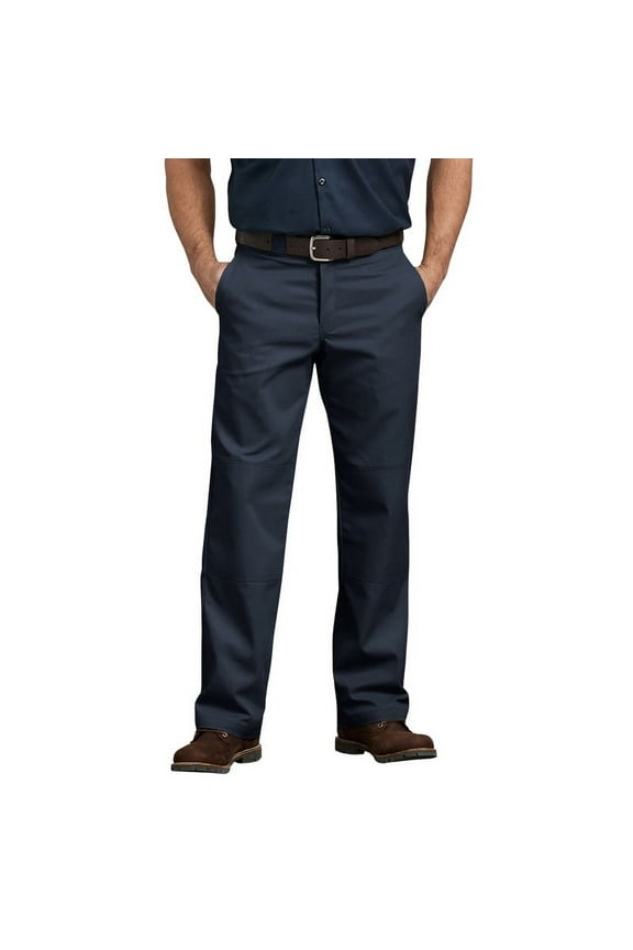 Men's Relaxed Fit Double Knee Work Pants, Durable Twill Fabric Workwear with Reinforced Knees and Multi-Use Pockets for Jobsite Use