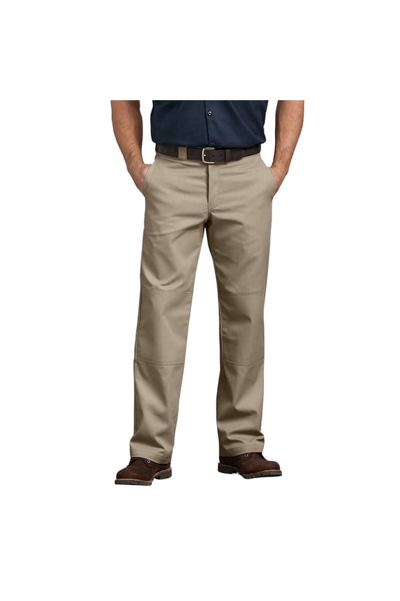 Men's Relaxed Fit Double Knee Work Pants, Durable Twill Fabric Workwear with Reinforced Knees and Multi-Use Pockets for Jobsite Use