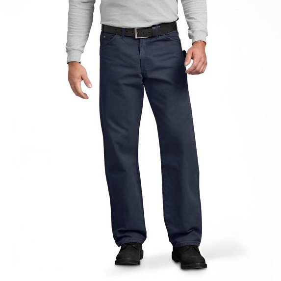 Dickies Men's Relaxed Fit Sanded Duck Carpenter Pants, Rinsed Dark Navy, 36X34