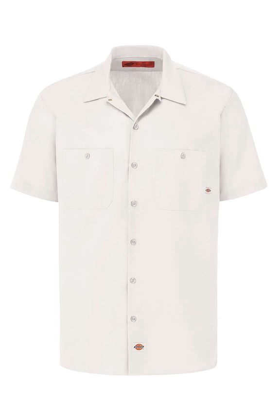 Men's Short Sleeve Industrial Work Shirt, White, Medium