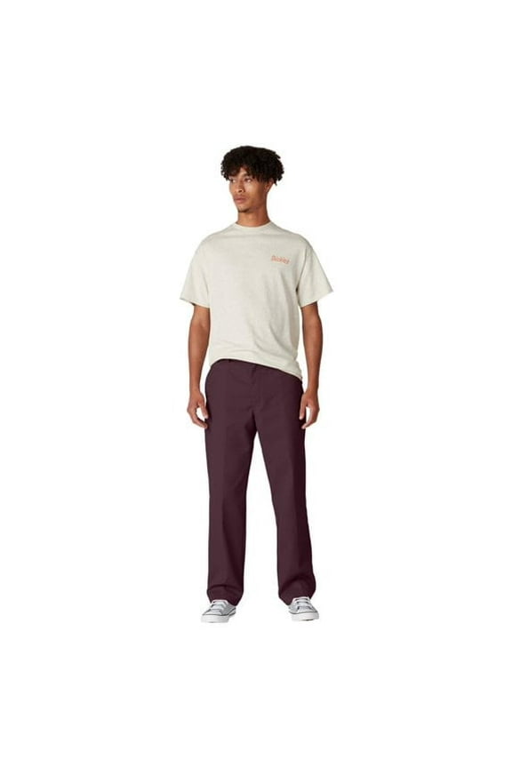 Men's Skateboarding Regular Fit Twill Pants, Maroon, 26x30