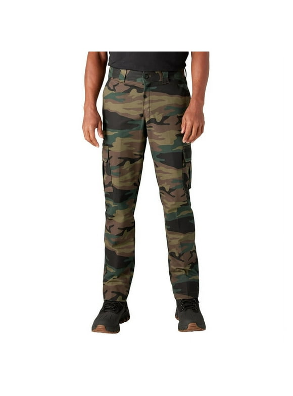 Dickies Men's Slim Fit Cargo Pants, Hunter Green Camo, 34 x 34