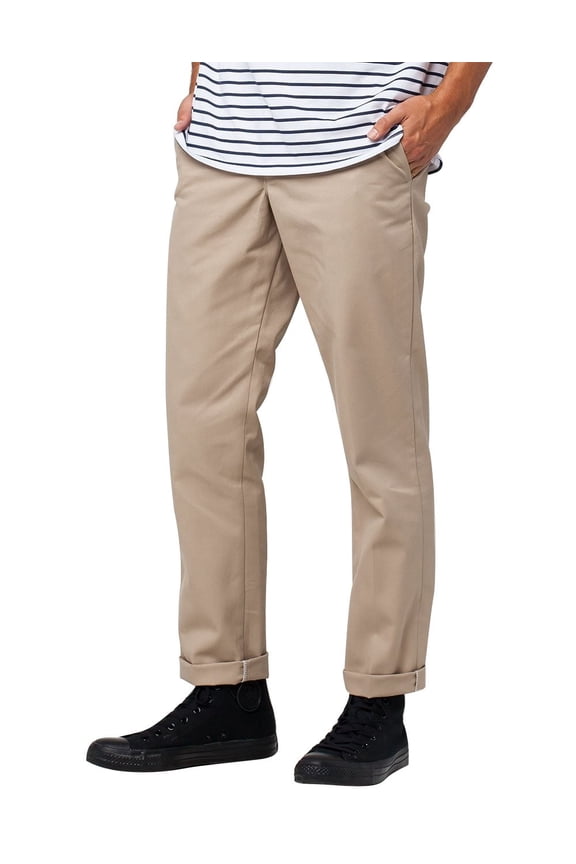 Men's Slim Tapered Work Pants Stretch Twill, Wrinkle-Resistant, Lightweight Chinos for Office & Jobsite, Desert Sand, 36W x 30L
