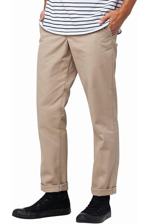 Men's Slim Tapered Work Pants  Stretch Twill, Wrinkle-Resistant, Lightweight Chinos for Office & Jobsite