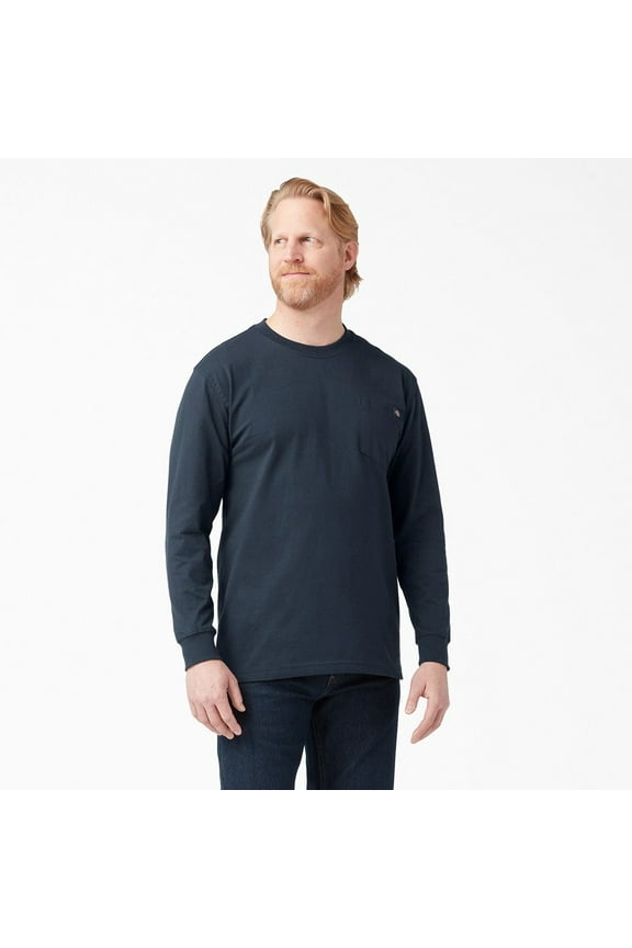 Men's T-Shirt Heavyweight Pocket Long Sleeve Relaxed Fit T-Shirt, Dark Navy (DN), 3XL