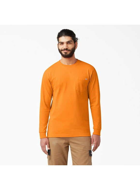 Dickies Men's T-Shirt Heavyweight Pocket Long Sleeve Relaxed Fit T-Shirt, Orange (OR), L