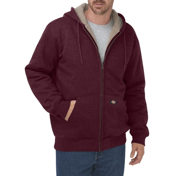Dickies Men's TW357 Sherpa Lined Fleece Zip Up Hoodie Burgundy XL