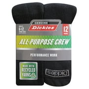 Genuine Dickies Men's Value Work Crew Sock, 12 Pack Black Size 6-12