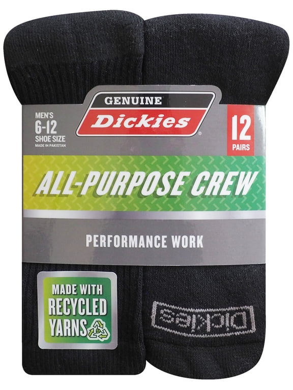 Men's Value Work Crew Sock, 12 Pack Black Size 6-12