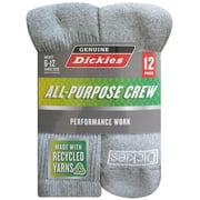 Genuine Dickies Men's Value Work Crew Sock, 12 Pack Lt Grey Size 6-12