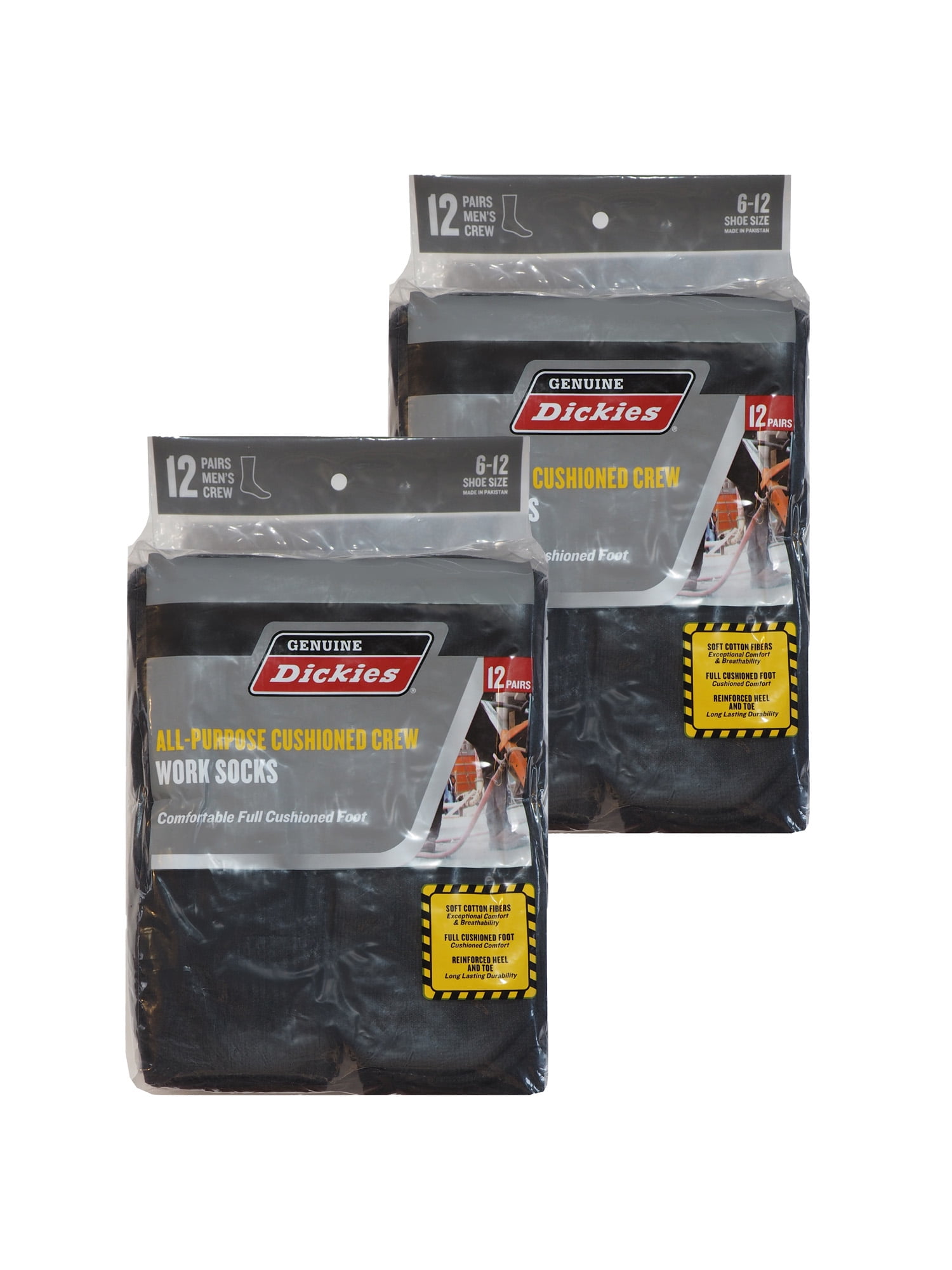 Dickies Men's Value Work Crew Socks, 24 Pack-Black Size 6-12