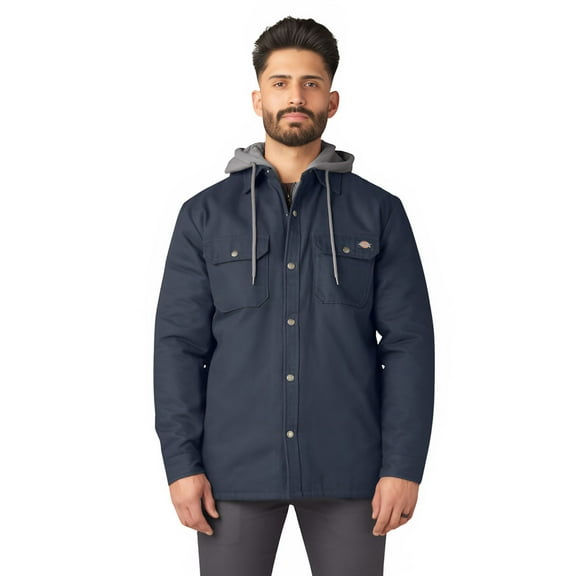 Dickies Men's Water Repellent Duck Hooded Workwear Shirt Jacket