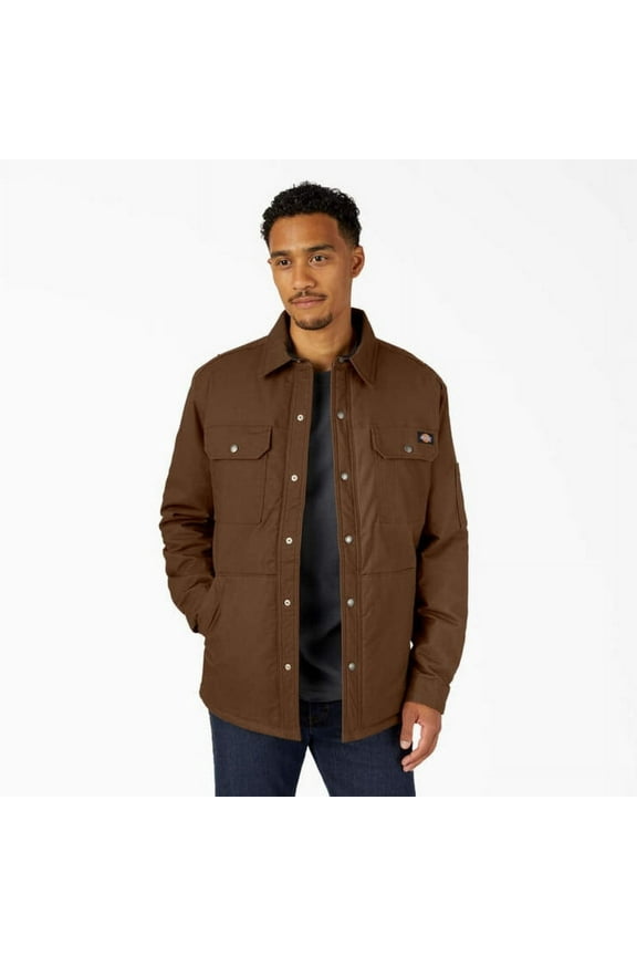 Men's Water Repellent Fleece-Lined Duck Shirt Jacket, Timber Brown, X-Small