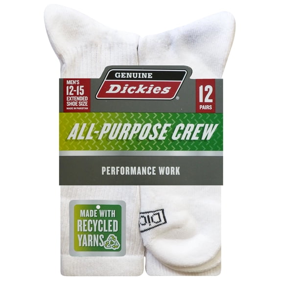 Dickies Men's Work Crew Socks, 12 Pack