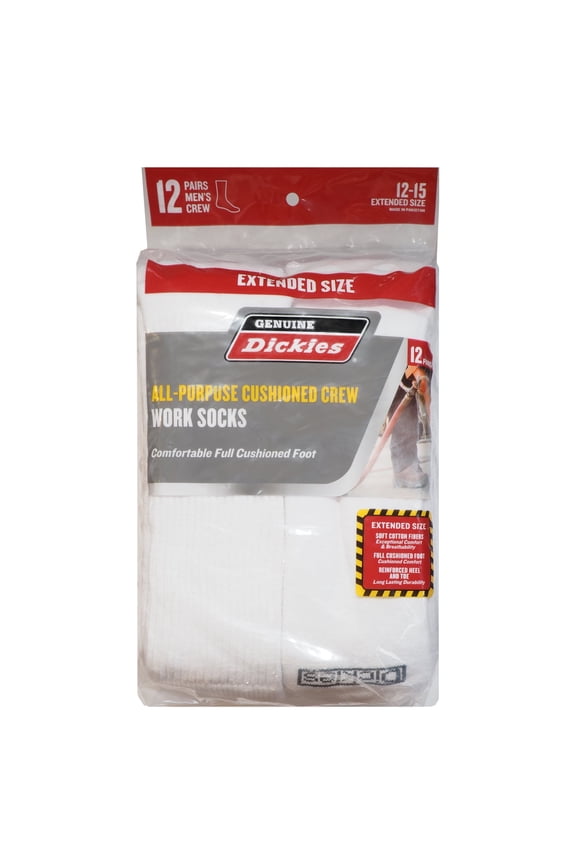 Men's Crew Work Socks Soft Cotton 12-Pack