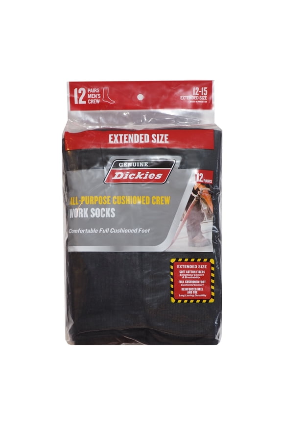 Men's Work Crew Socks, 12 Pack, Cushioned, Reinforced Toe & Heel