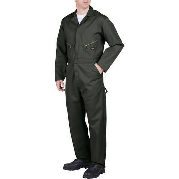 Dickies Men's and Big Men's Deluxe Blended Twill Long Sleeve Coveralls Concealed Olive Green