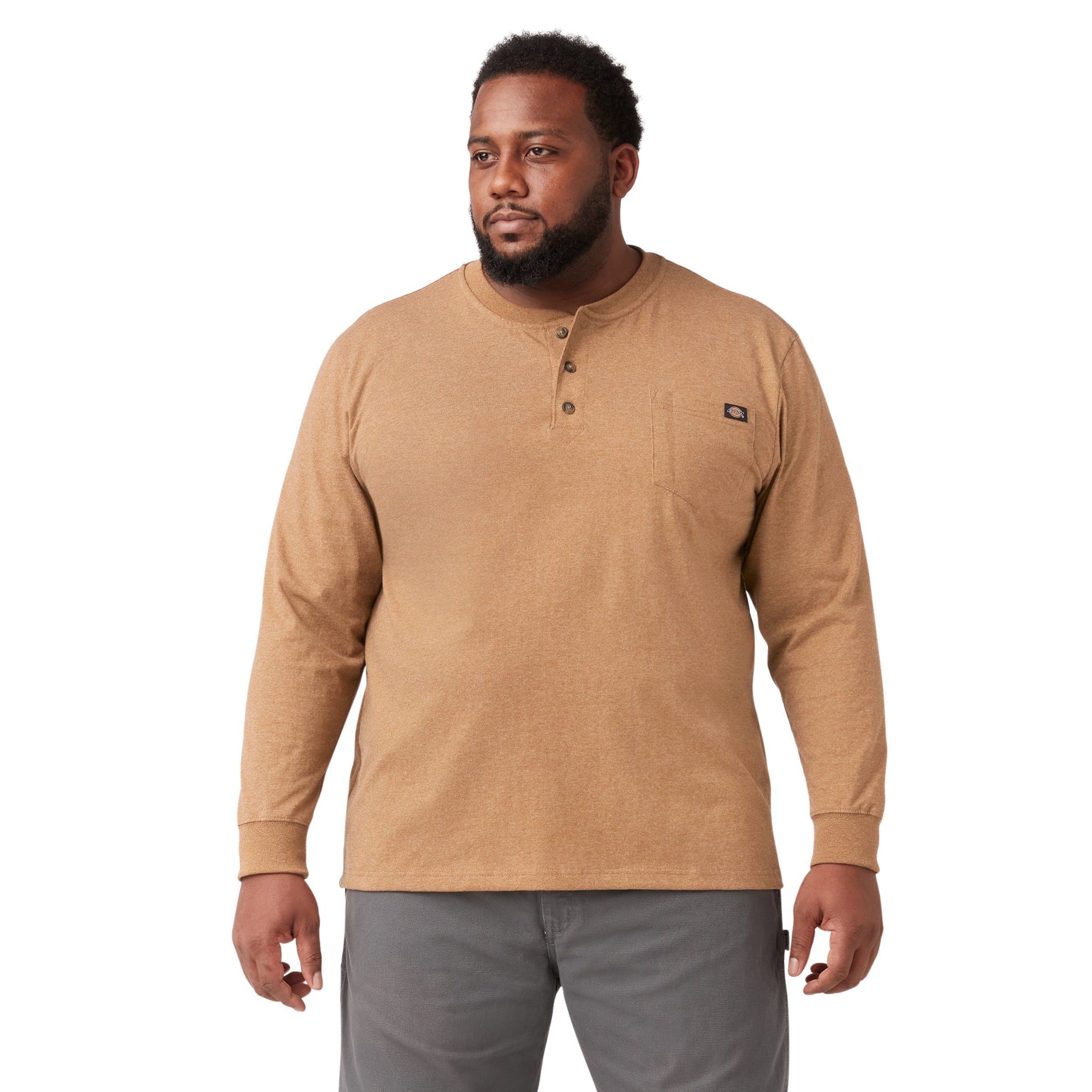 Dickies Men's and Big Men's Long Sleeve Heavyweight Henley T-Shirt