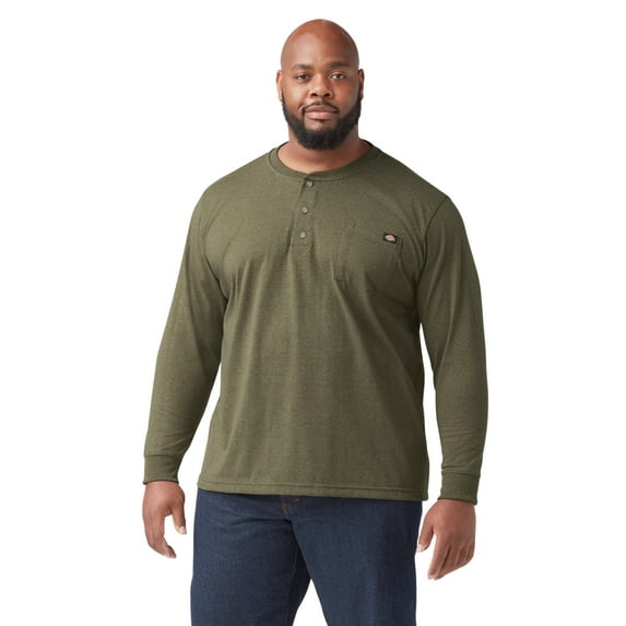 Dickies Men's and Big Men's Long Sleeve Heavyweight Henley T-Shirt