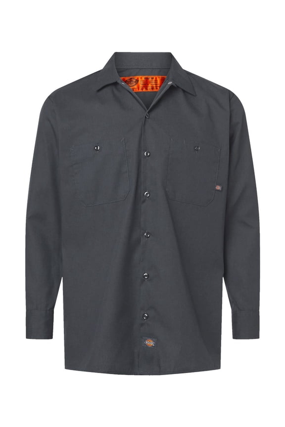 Mens LL535 LS Industrial Work Shirt-CHARCOAL-L