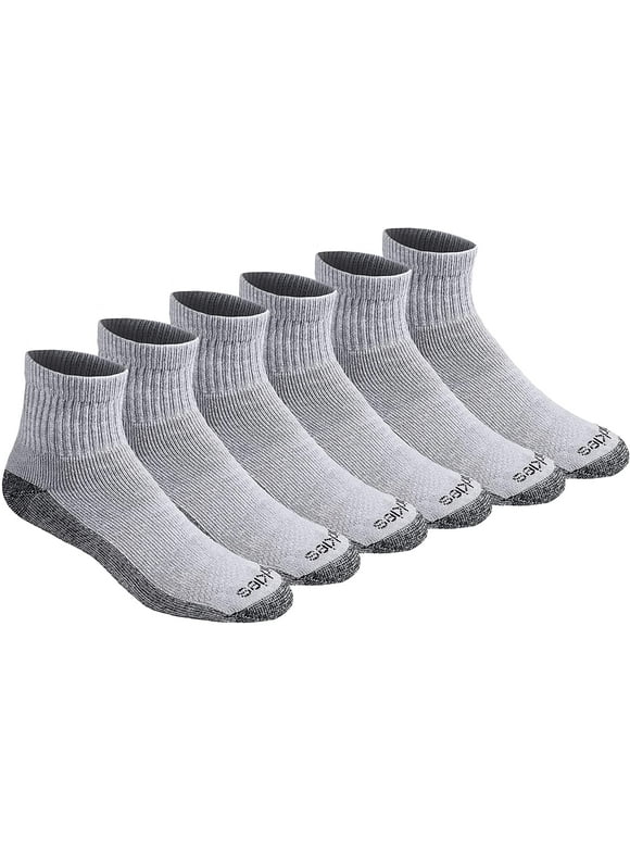 Dickies Mens Dri-tech Performance Work Quarter Socks 6 Pack Grey 6-12