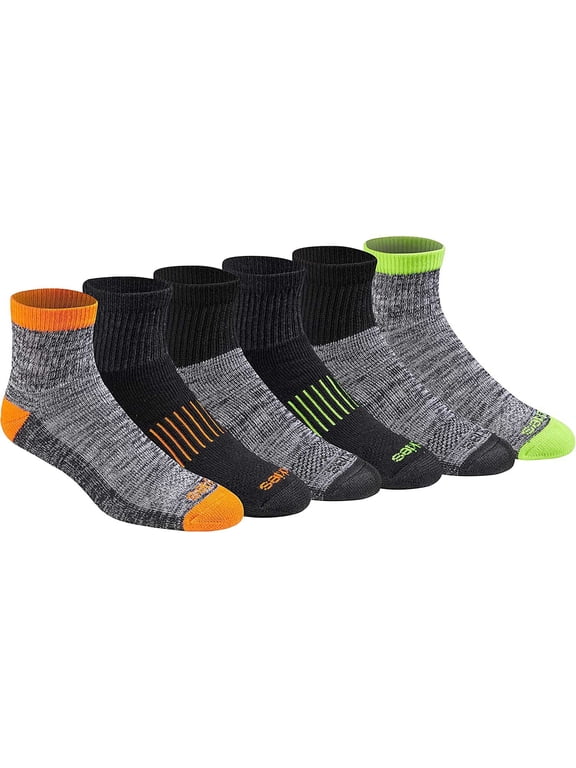 Mens Dri-tech Performance Work Quarter Socks 6 Pack Hi-Vis 6-12