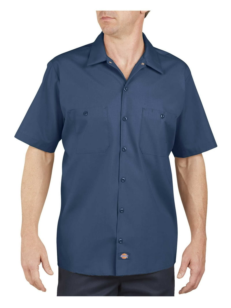 Dickies Men's Industrial Short Sleeve Work Shirt, Navy, XL
