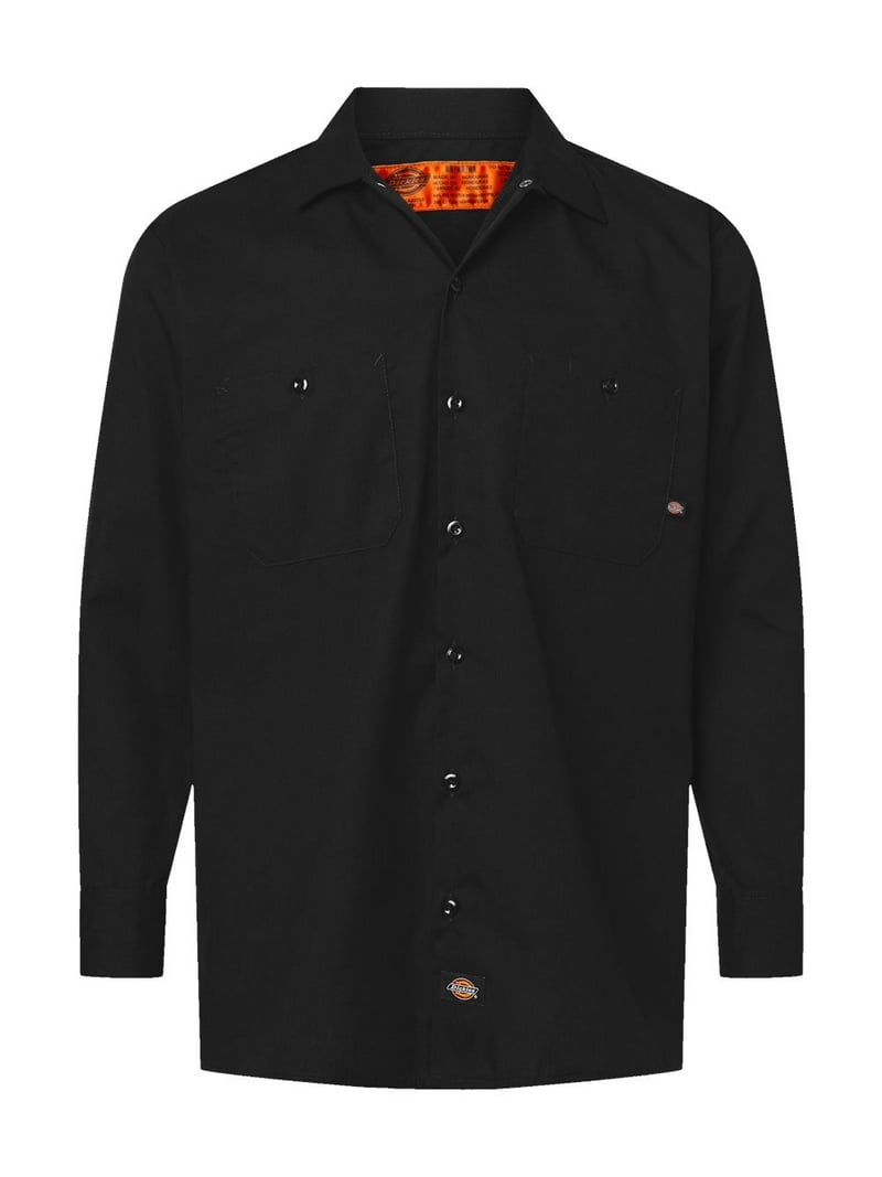 Dickies Mens Long Sleeve Industrial Work Shirt, Black 2X