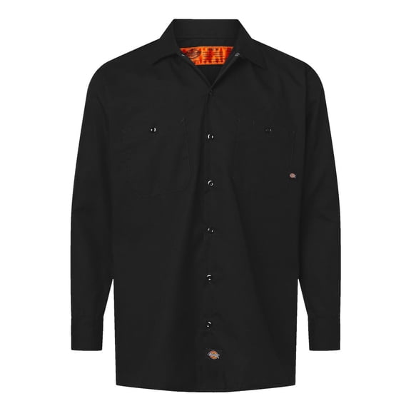 Dickies Mens Long Sleeve Industrial Work Shirt, Black - 2X