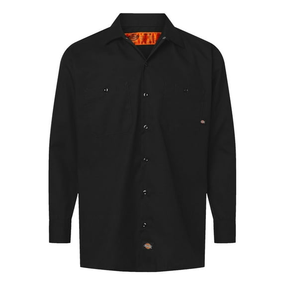 Dickies Mens Long Sleeve Industrial Work Shirt, Black - 2X
