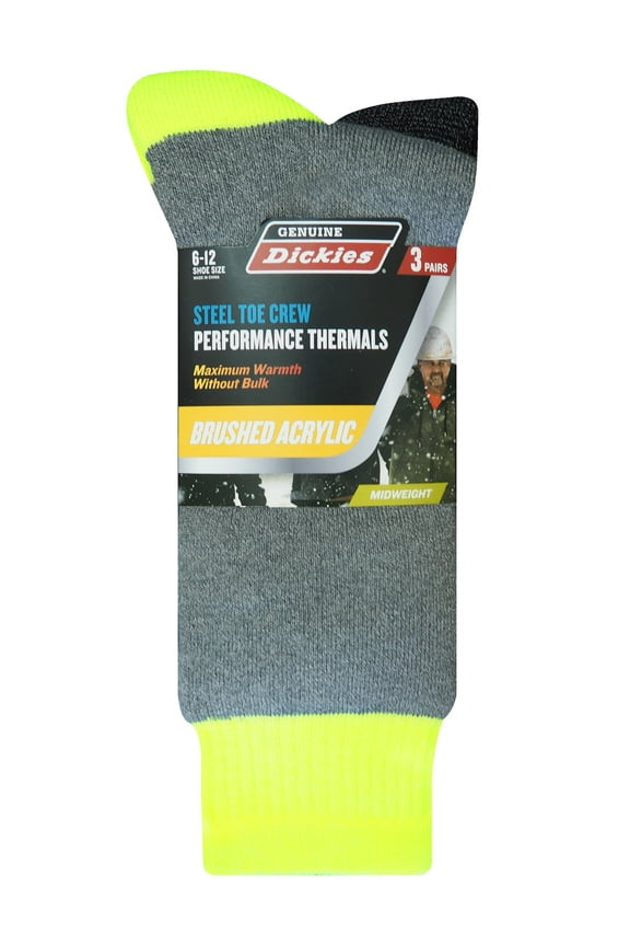 Genuine Dickies Brushed Acrylic Thermal Crew, 3 Pack, Shoe Size 6-12