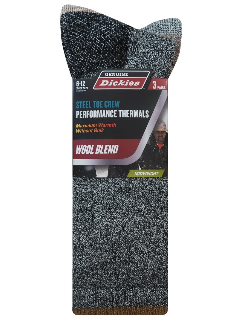 Dickies Men's Midweight Wool Crew Socks, 3-Pack, Size 6-12