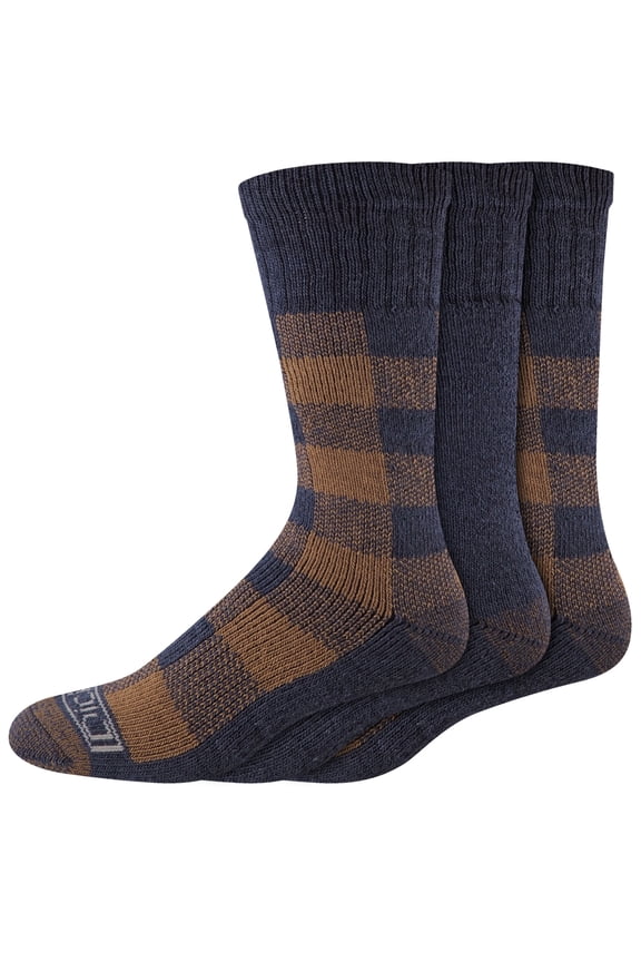 Genuine Dickies Wool Buffalo Plaid Thermal Crew, 3 Pack, Shoe Size 6-12