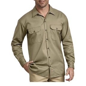 Dickies Men's Long Sleeve Work Shirt, Khaki, 2XLT