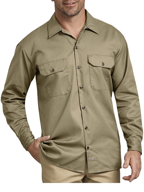 Men's Long Sleeve Work Shirt Khaki 2XLT
