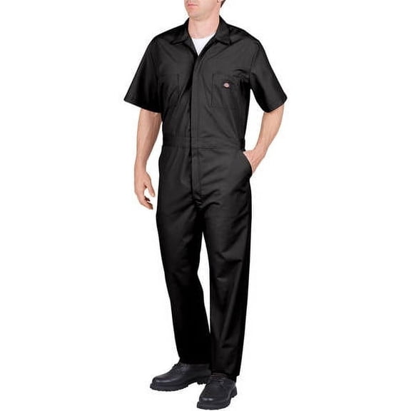 Dickies Men's Poplin Short Sleeve Coverall, Black, M Short