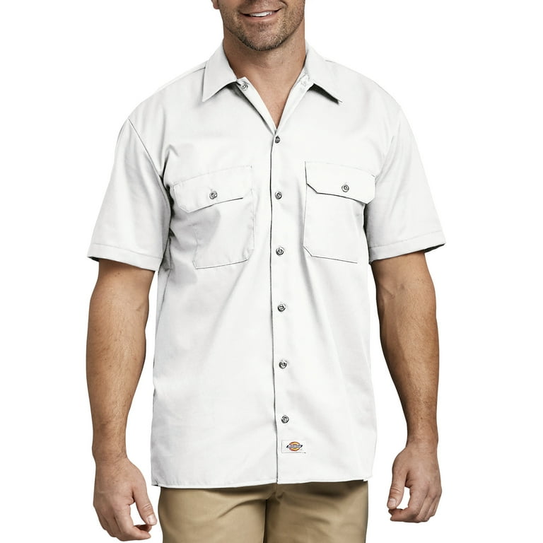 Dickies white work shirt short best sale sleeve